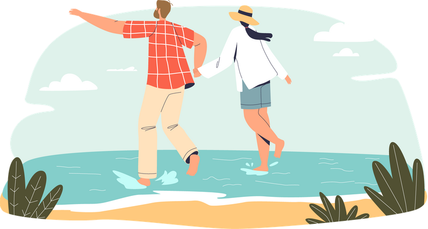 Couple on a vacation at beach  Illustration