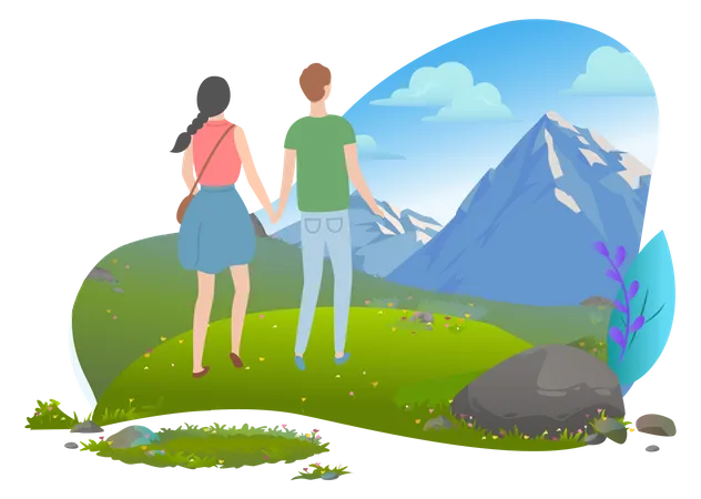 Couple on adventure camp  Illustration