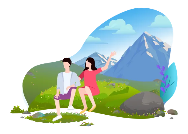 Couple on adventure camp  Illustration