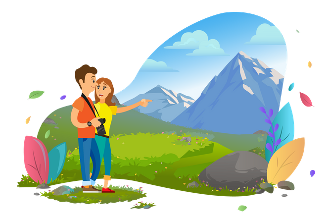 Couple on adventure holiday  Illustration