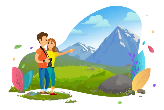 Couple on adventure holiday  Illustration