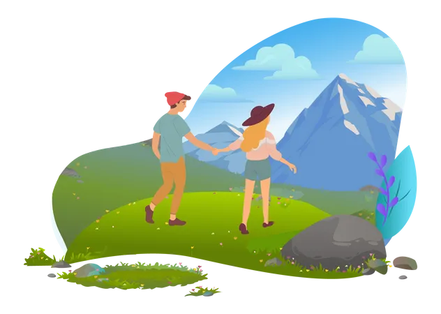 Couple on adventure vacation Illustration