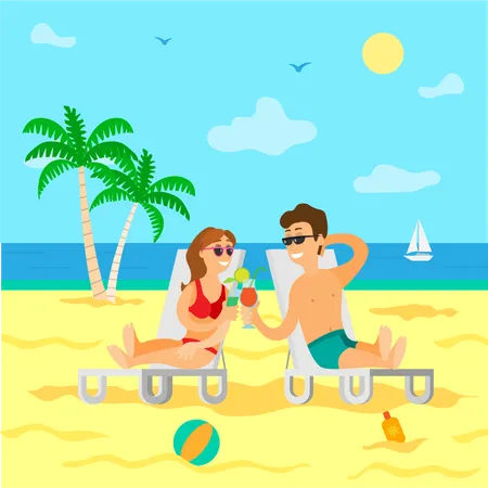 Couple on beach  Illustration