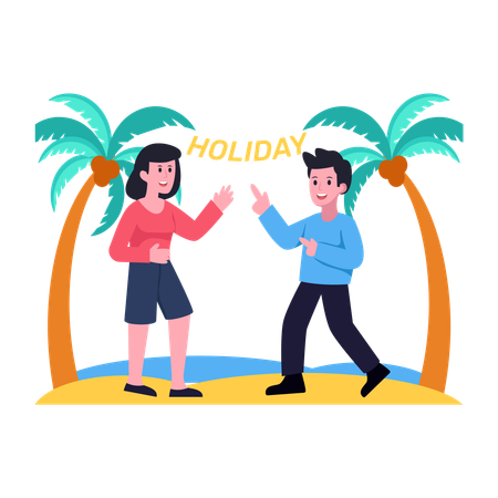 Couple on beach  Illustration