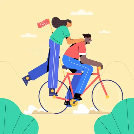 Couple on bike Illustration