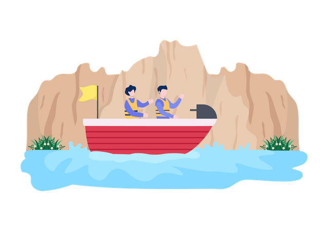 Couple on boat ride  Illustration