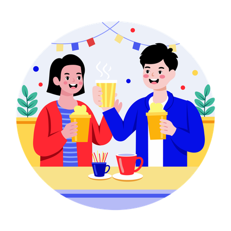 Couple on cafe date  Illustration