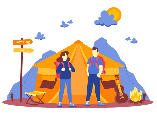 Couple on camping  Illustration