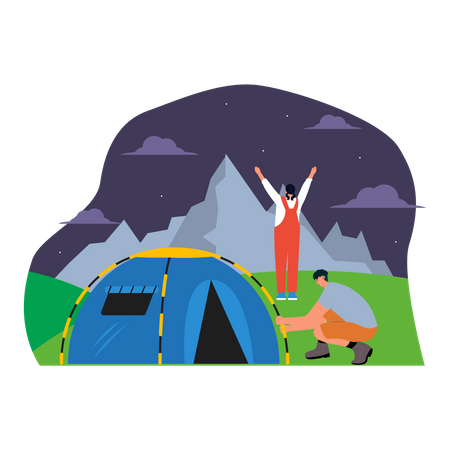 Couple on camping Illustration