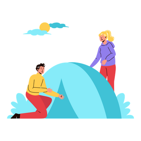 Couple on Camping Illustration