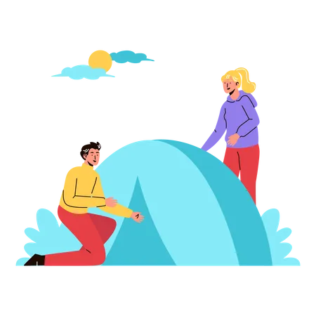 Couple on Camping Illustration