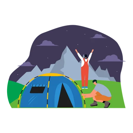 Couple on camping  Illustration