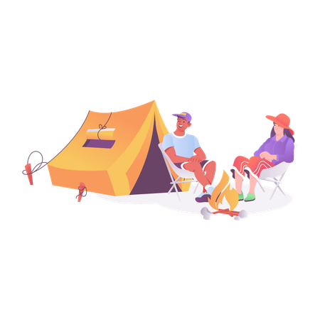 Couple on Camping  Illustration