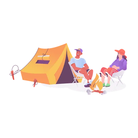 Couple on Camping  Illustration