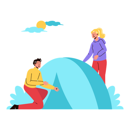 Couple on Camping  Illustration