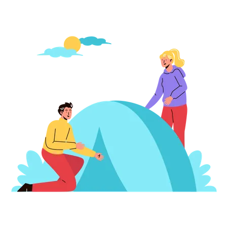 Couple on Camping  Illustration