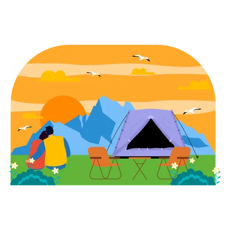 Couple on camping  Illustration