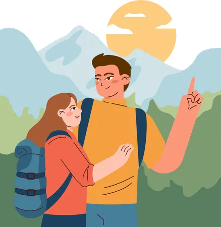 Couple on camping on Mountaine  Illustration