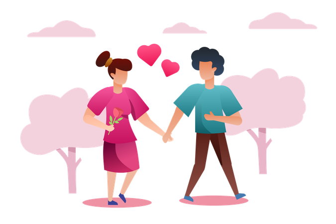 Couple On Date  Illustration