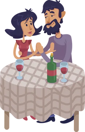 Couple Sitting At Table Flat Cartoon Vector Illustration Man And Woman Having Romantic Date Ready To Use 2 D Character Template For Commercial Animation Printing Design Isolated Comic Hero Illustration