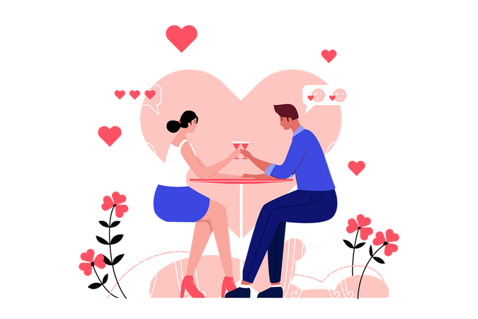 Couple on date  Illustration