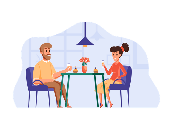 Couple on date  Illustration