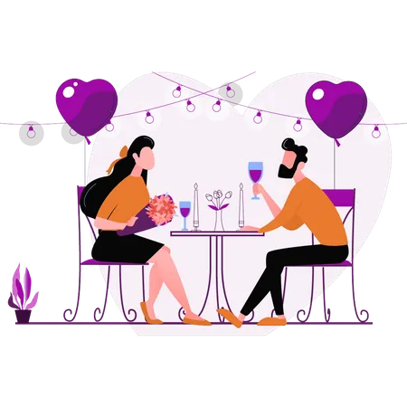 Couple on date  Illustration