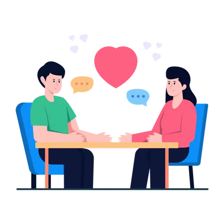 Couple On Date  Illustration