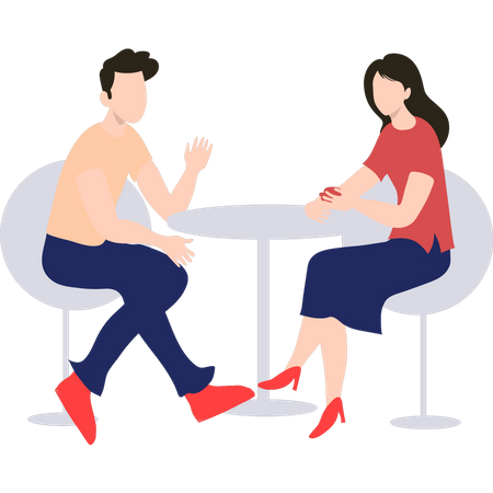 Couple on dating at cafe  Illustration