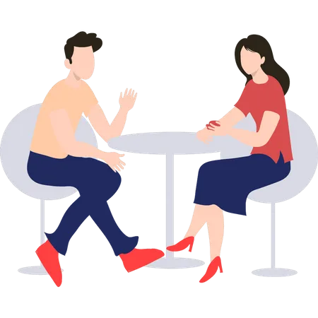 Couple on dating at cafe  Illustration