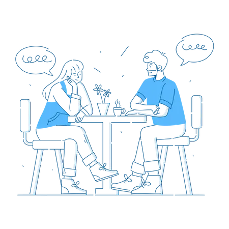Couple on dating in cafe  Illustration