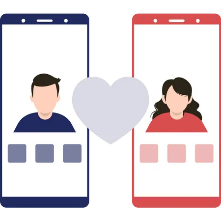 Couple on dating online Illustration
