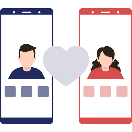 Couple on dating online  Illustration