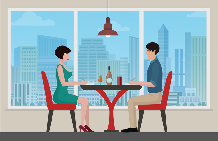 Couple on dinner date  Illustration