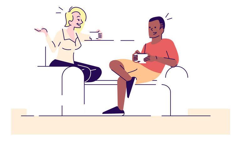Couple on home date Illustration