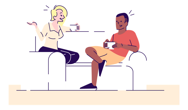 Couple on home date  Illustration