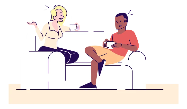 Couple on home date  Illustration