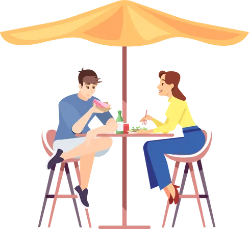 Couple on honeymoon having lunch  Illustration