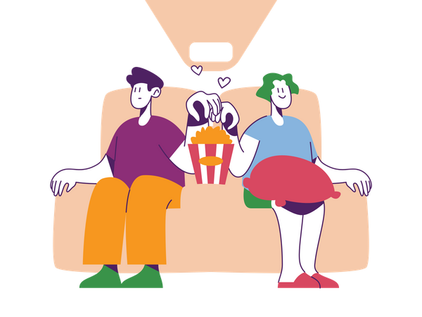 Couple on Movie Date  Illustration