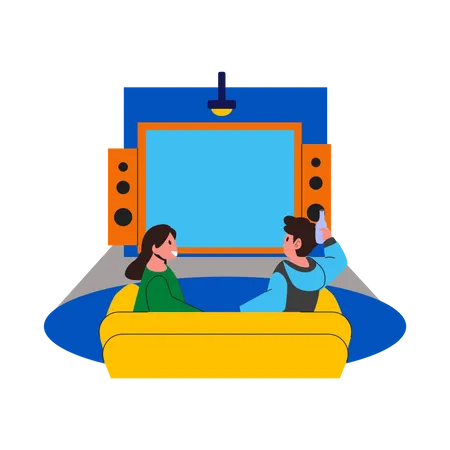 Couple on movie night  Illustration