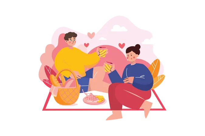 Couple on picnic Illustration