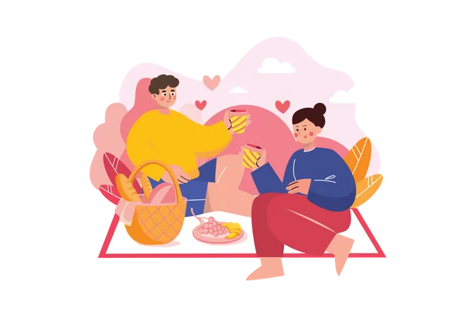 Couple on picnic  Illustration