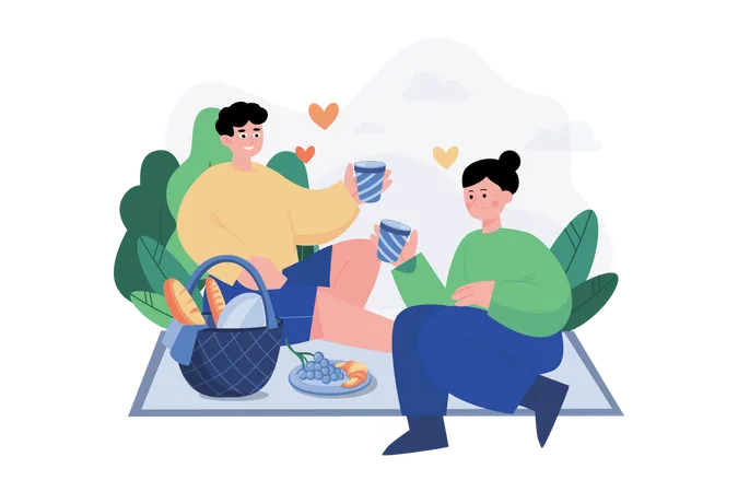 Couple on picnic  Illustration