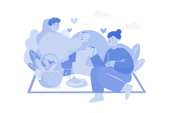 Couple on picnic  Illustration