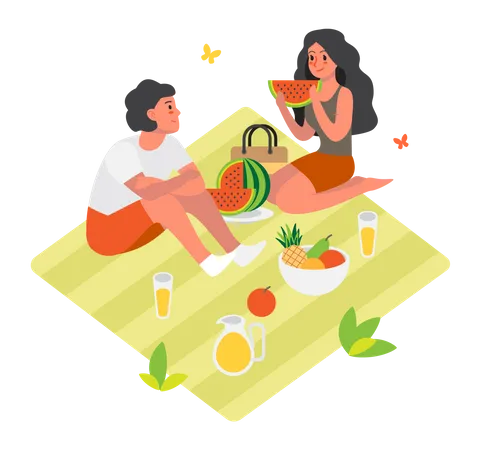 Couple on picnic  Illustration