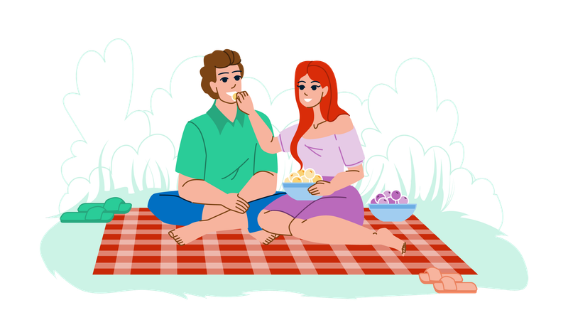 Couple on picnic  Illustration