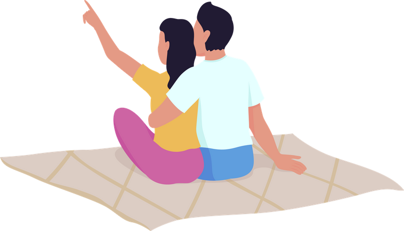 Couple on picnic  Illustration