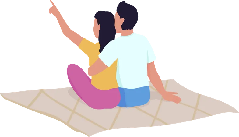 Couple on picnic  Illustration