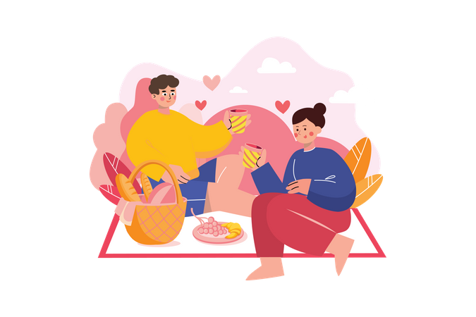 Couple on picnic  Illustration