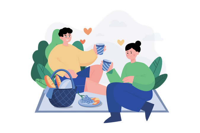 Couple on picnic  Illustration